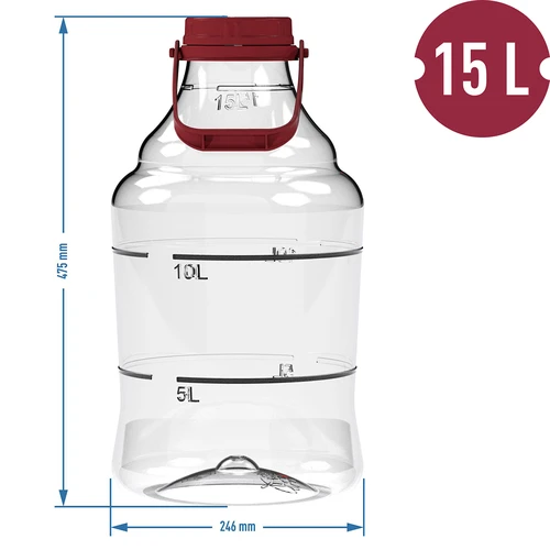 Unbreakable Demijohn - 15 L with handle - 6 ['demijohns', ' shatterproof demijohns', ' 15 l demijohns', ' beer container', ' beer demijohns', ' fermenter', ' fermentable', ' unbreakable demijohns', ' wide mouth demijohns', ' balloon holder']