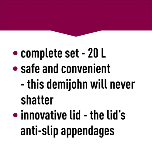 Unbreakable Demijohn - 20 L with braces - 22 ['demijohns', ' shatterproof demijohns', ' 20l demijohns', ' beer container', ' beer demijohns', ' fermenter', ' fermentable', ' unbreakable demijohns', ' wide mouth demijohns', ' balloon holder']