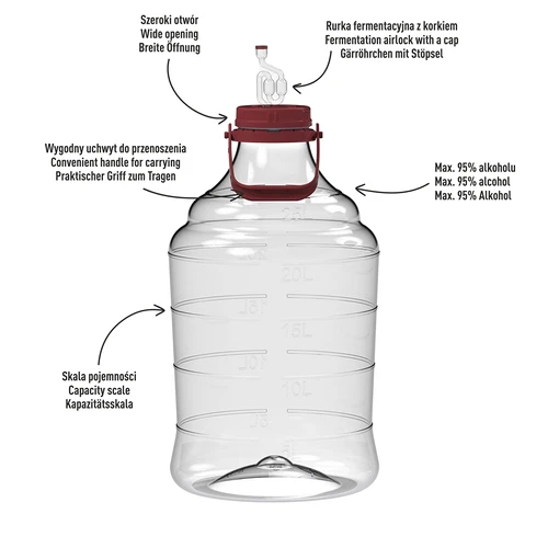 Unbreakable Demijohn - 25 L with handle - 4 ['demijohns', ' shatterproof demijohns', ' 25 l demijohns', ' beer container', ' beer demijohns', ' fermenter', ' fermentable', ' unbreakable demijohns', ' wide mouth demijohns', ' balloon holder']