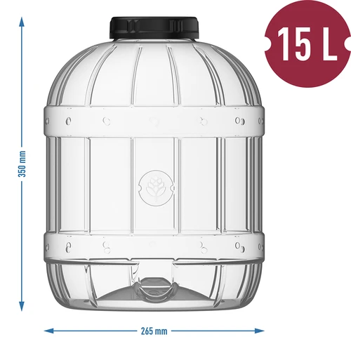 Unbreakable, multifunctional jar with black cap, 15 L - 5 ['preserving jars', ' pickle jar', ' cucumber jar', ' liqueur jar', ' 15 l jar', ' certified jar', ' unbreakable jar', ' multi-purpose jar', ' multi-purpose jar', ' preserving jar', ' plastic jar', ' plastic jar']