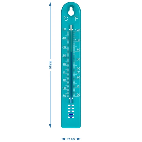 Universal-Thermometer, blue (-30°C to +50°C) 17cm - 4 ['thermometer', ' universal thermometer', ' plastic thermometer', ' thermometer with legible scale', ' thermometer with dual scale', ' thermometer for rooms with high humidity']