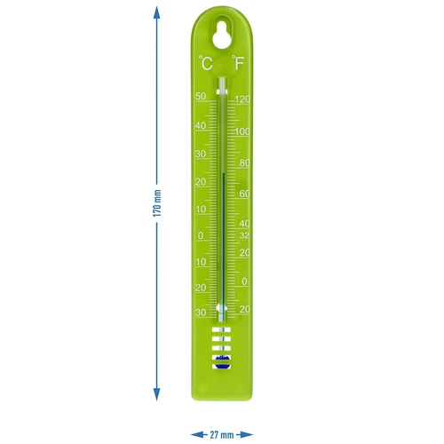 Universal-Thermometer, green (-30°C to +50°C) 17cm - 4 ['thermometer', ' universal thermometer', ' plastic thermometer', ' thermometer with legible scale', ' thermometer with dual scale', ' thermometer for rooms with high humidity']