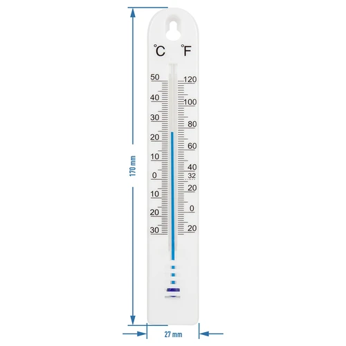 Universal-Thermometer, white (-30°C to +50°C) 17cm - 2 ['thermometer', ' universal thermometer', ' plastic thermometer', ' thermometer with legible scale', ' thermometer with dual scale', ' thermometer for rooms with high humidity']