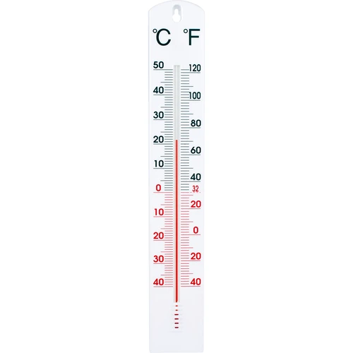 Universal thermometer, white (-40°C to +50°C) 40cm  - 1 ['thermometer', ' universal thermometer', ' plastic thermometer', ' thermometer with easy-to-read scale', ' thermometer with dual scale', ' thermometer for rooms with high humidity']