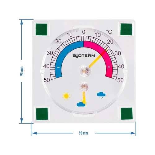 Universal thermometer with a hygrometer, transparent, self-adhesive (-50°C to +50°C) - 2 ['universal thermometer', ' outdoor thermometer', ' window thermometer', ' balcony thermometer', ' outdoor window thermometer', ' thermometer', ' thermometer legible scale', ' plastic thermometer', ' thermometer fixed to glass pane', ' self-adhesive thermometer', ' thermometer with hygrometer']