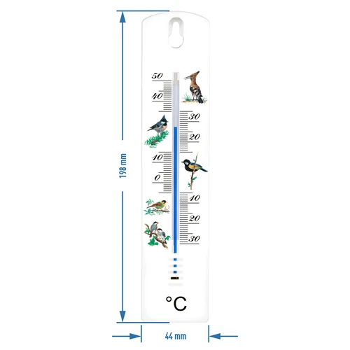 Universal thermometer with a pattern - birds (-30°C do +50°C) 20cm 