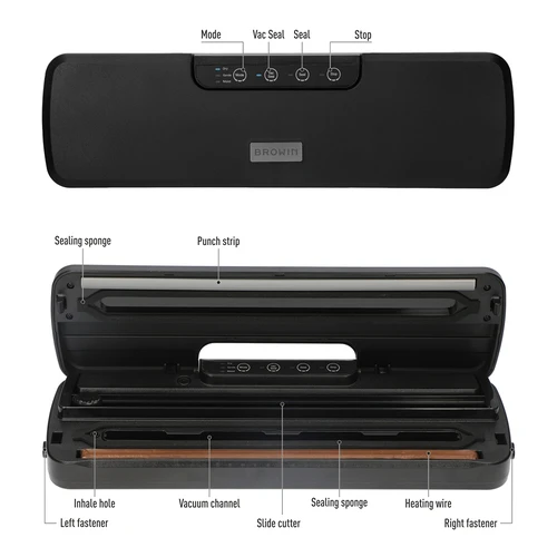 Vacuum sealer - versatile, black - 8 ['vacuum packing', ' vacuum sealers', ' food storage', ' textured bags', ' bag sealing', ' vacuum packer', ' vacuum sealer', ' for food packing', ' vacuum packing set', ' vacuum sealer film', ' for meat', ' for fish', ' for cheese', ' how to extend the shelf life of food', ' food storage at home', ' gift', ' kitchen equipment', ' practical kitchen accessories', ' efficient vacuum sealer']