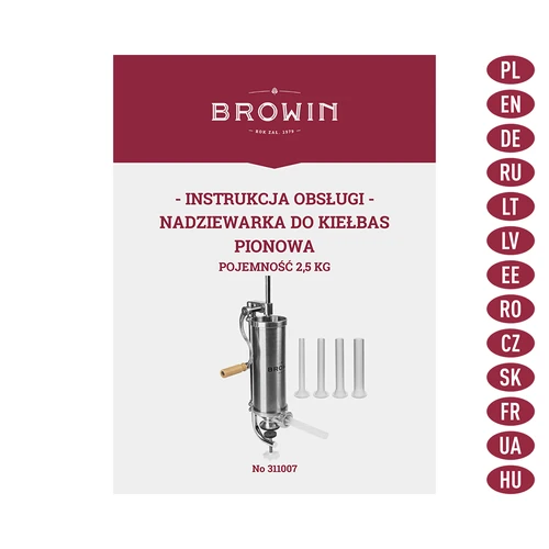 Vertical stuffer 2,5 kg - 9 ['sausage stuffer', ' for home-made sausages', ' for sausages', ' for krakowska', ' for intestines', ' for protein casings', ' how to stuff sausages']