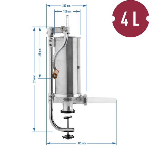 Vertical stuffer 4 kg - 10 ['sausage stuffer', ' stuffer for sausages', ' sausage stuffer', ' vertical stuffer', ' sausage filler', ' meat filler', ' home stuffer', ' catering stuffer', ' butcher equipment']