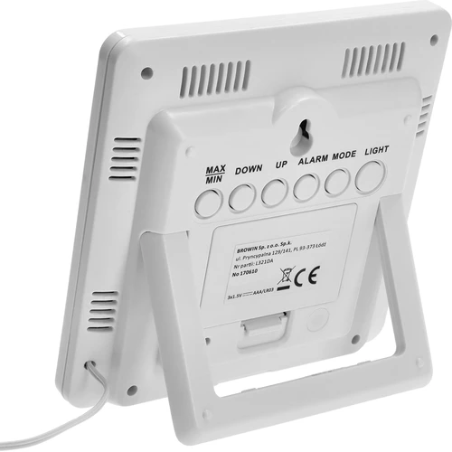 Weather station – electronic, backlit, probe, white - 3 ['weather station with probe', ' thermometer-hygrometer', ' multifunctional weather station', ' for temperature measurement', ' with clock', ' backlit display', ' min-max memory', ' humidity measurement', ' browin', ' weather station']