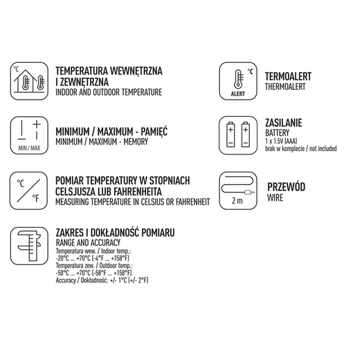 Weather station – electronic, probe, white - 4 ['weather station', ' household weather station', ' temperature', ' ambient temperature', ' temperature monitoring', ' electronic thermometer', ' indoor thermometer', ' outdoor thermometer', ' thermometer outside', ' thermometer with probe', ' electronic thermometer with probe', ' meteorological station']