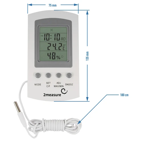 Weather station – electronic, probe, white - 7 ['weather station', ' household weather station', ' temperature', ' ambient temperature', ' temperature monitoring', ' electronic thermometer', ' indoor thermometer', ' outdoor thermometer', ' thermometer outside', ' thermometer with probe', ' electronic thermometer with probe', '  humidity meter', ' thermometer with hygrometer', ' thermometer with humidity meter', ' air humidity meter']