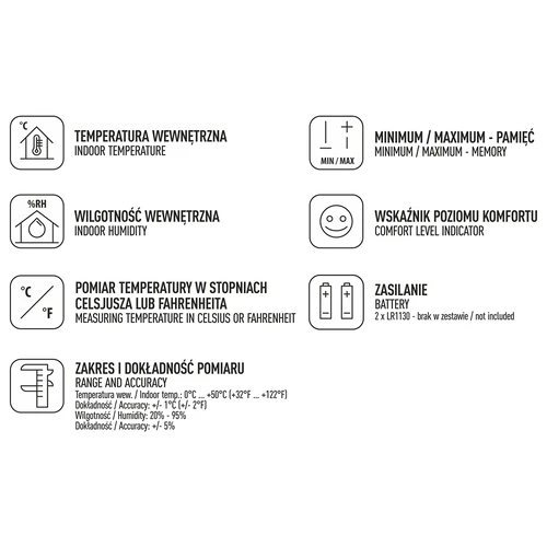 Weather station – electronic, wireless, black - 5 ['weather station', ' household weather station', ' temperature', ' ambient temperature', ' temperature monitoring', ' electronic thermometer', ' indoor thermometer', ' humidity meter', ' thermometer with hygrometer', ' thermometer with humidity meter', ' air humidity meter', ' weather station']