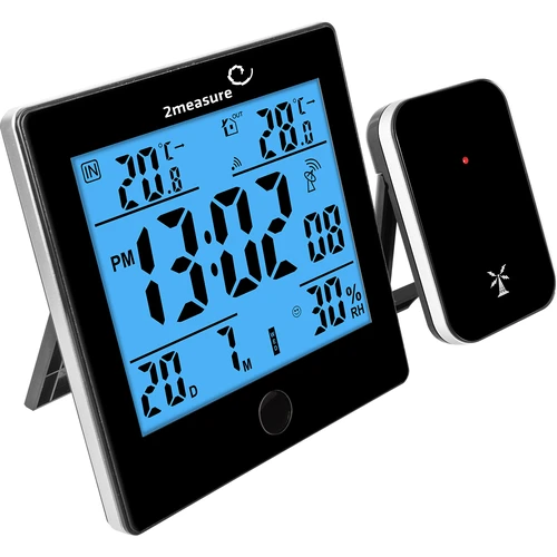 Weather station RCC, DCF – electronic, wireless, backlit, sensor, black - 2 ['weather station', ' household weather station', ' temperature', ' ambient temperature', ' temperature monitoring', ' electronic thermometer', ' thermometer with sensor', ' indoor thermometer', ' outdoor thermometer', ' thermometer outside', ' humidity meter']