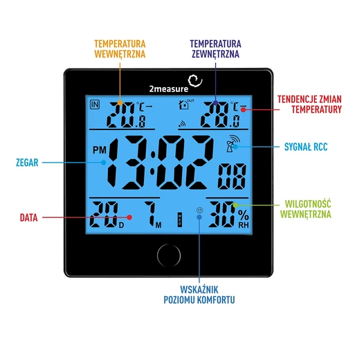 Weather station RCC, DCF – electronic, wireless, backlit, sensor, black - 6 ['weather station', ' household weather station', ' temperature', ' ambient temperature', ' temperature monitoring', ' electronic thermometer', ' thermometer with sensor', ' indoor thermometer', ' outdoor thermometer', ' thermometer outside', ' humidity meter']