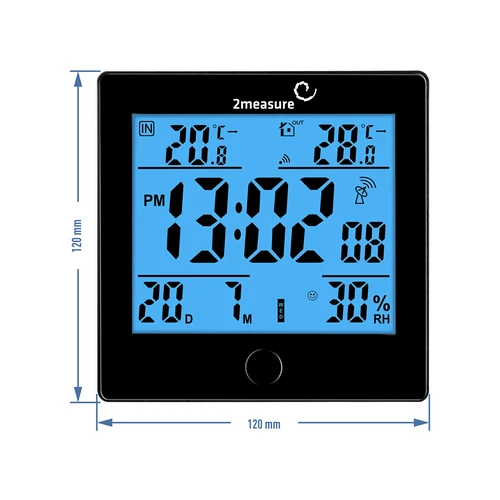 Weather station RCC, DCF – electronic, wireless, backlit, sensor, black - 8 ['weather station', ' household weather station', ' temperature', ' ambient temperature', ' temperature monitoring', ' electronic thermometer', ' thermometer with sensor', ' indoor thermometer', ' outdoor thermometer', ' thermometer outside', ' humidity meter']