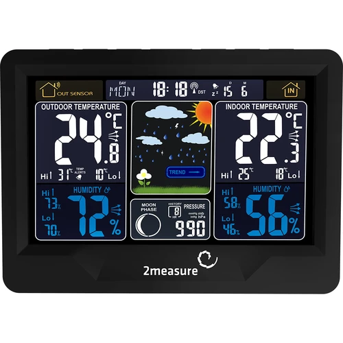 Weather station RCC, DCF – electronic, wireless, backlit, sensor, black - 3 ['wireless weather station', ' weather station', ' wireless sensor', ' pressure measurements', ' humidity measurement', ' weather station']