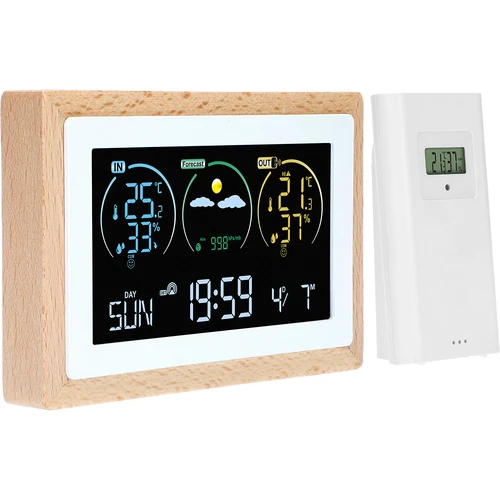 Weather station (RCC,DCF) - electronic, wireless, with backlit, sensor, white - 2 ['wireless weather station', ' outdoor and indoor temperature measurement', ' humidity measurement', ' weather station with calendar', ' weather station with alarm clock', ' precise weather station', ' weather station', ' electronic weather station', ' universal weather station', ' perfect weather measuring device']