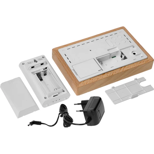 Weather station (RCC,DCF) - electronic, wireless, with backlit, sensor, white - 6 ['wireless weather station', ' outdoor and indoor temperature measurement', ' humidity measurement', ' weather station with calendar', ' weather station with alarm clock', ' precise weather station', ' weather station', ' electronic weather station', ' universal weather station', ' perfect weather measuring device']