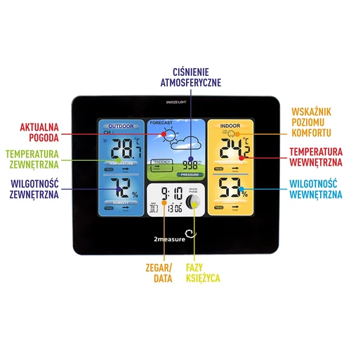 Weather station RCC – Electronic, wireless, backlit, sensor, black - 9 ['wireless weather station', ' outdoor and indoor temperature measurement', ' humidity measurement', ' weather station with colour display', ' accurate weather station', ' gift', ' black weekend', ' weather station']