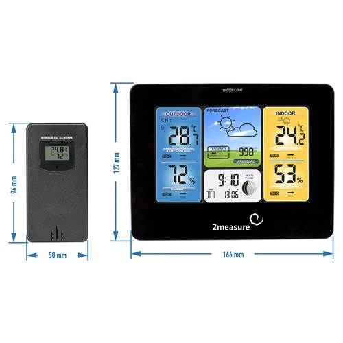 Weather station RCC – Electronic, wireless, backlit, sensor, black - 11 ['wireless weather station', ' outdoor and indoor temperature measurement', ' humidity measurement', ' weather station with colour display', ' accurate weather station', ' gift', ' black weekend', ' weather station']