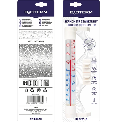 Window thermometer with transparent scale (-70°C to +50°C) 23cm mix - 8 ['outdoor thermometer', ' temperature check']