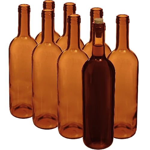 Wine bottle 0.75 L, brown - 8-pack - 2 ['750ml bottle', ' wine bottle', ' wine bottle', ' wine bottles', ' wine bottles', ' glass bottle', ' cork bottle', ' 0.7 bottles', ' brown wine bottles']