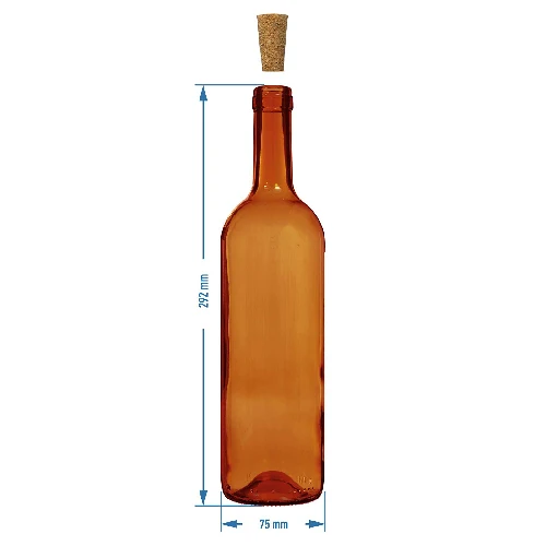 Wine bottle 0.75 L, brown - 8-pack - 6 ['750ml bottle', ' wine bottle', ' wine bottle', ' wine bottles', ' wine bottles', ' glass bottle', ' cork bottle', ' 0.7 bottles', ' brown wine bottles']