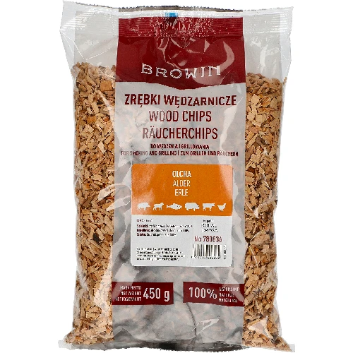 Wood chips for smoking/grilling, alder, 450 g, class 8  - 1 ['wood chips for smoking', ' smoking wood chips', ' wood chips for grill', ' wood chips for grilling', ' smoke for smoking', ' alder wood chips', ' wood chips from alder', ' wood chips from alder wood', ' wood chips for smoking meat', ' wood chips for smoker', ' wood chips for fish', ' wood chips for lamb', ' wood chips for pork', ' wood chips for beef', ' wood chips for venison']