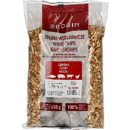 Wood chips for smoking/grilling, cherry, 450 g, class 8  - 1 ['wood chips for smoking', ' smoking wood chips', ' wood chips for grill', ' wood chips for grilling', ' smoke for smoking', ' wood chips from cherry wood', ' cherry wood chips', ' wood chips for smoking meat', ' universal wood chips', ' wood chips for smoker', ' wood chips for fish', ' wood chips for poultry', ' wood chips for beef', ' wood chips for pork']