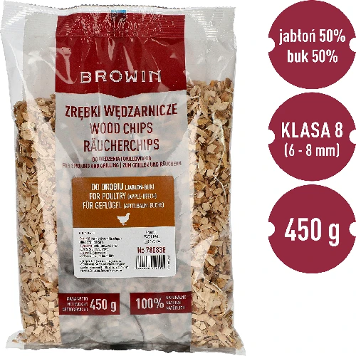 Wood chips for smoking/grilling for poultry, 50% apple + 50% beech, 450 g, class 8 - 2 ['wood chips for smoking', ' smoking wood chips', ' wood chips for grill', ' wood chips for grilling', ' smoke for smoking', ' wood chips for poultry', ' apple and beech wood chip mix for poultry', ' mix of wood chips from apple and beech wood', ' wood chips for smoking chicken', ' wood chips for smoker', ' smoking of poultry', ' grilling of poultry']