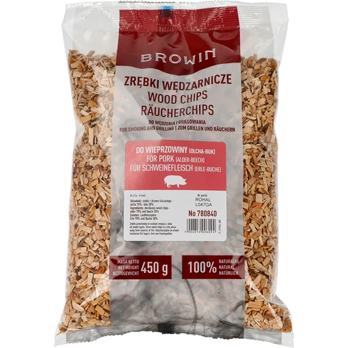 Wood chips for smoking/grilling of pork, 70% alder + 30% beech, 450 g, class 8  - 1 ['wood chips for smoking', ' smoking wood chips', ' wood chips for grill', ' wood chips for grilling', ' smoke for smoking', ' wood chips for pork', ' alder and beech wood chips', ' mix for pork', ' alder-beech wood chips', ' wood chips for smoking ham', ' wood chips for steaks', ' wood chips for smoker', ' pork smoking', ' meat grilling', ' smoked ham', ' for smoker', ' which wood chips']