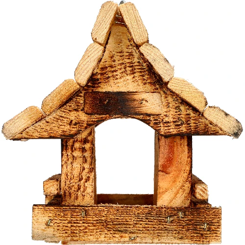 Wooden bird feeder, burnt wood, highlander style - 4 ['birdhouse', ' bird house', ' bird feeding', ' wooden bird feeder', ' burnt wood feeder']