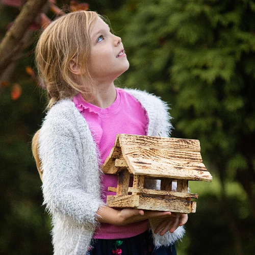 Wooden bird feeder, burnt wood, highlander style - 7 ['birdhouse', ' bird house', ' bird feeding', ' wooden bird feeder', ' burnt wood feeder']