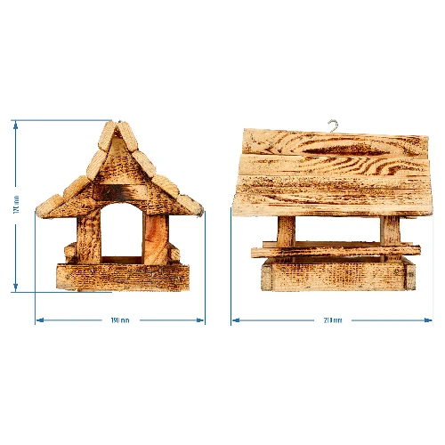 Wooden bird feeder, burnt wood, highlander style - 6 ['birdhouse', ' bird house', ' bird feeding', ' wooden bird feeder', ' burnt wood feeder']