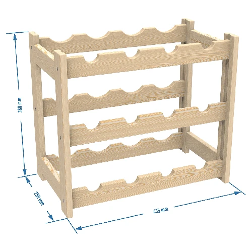 Wooden rack for wine - 12 bottles - 4 ['wine rack', ' wine storage', ' wine accessories', ' wine aging', ' liquor rack', ' liquor stand', ' whisky rack', ' wooden rack']