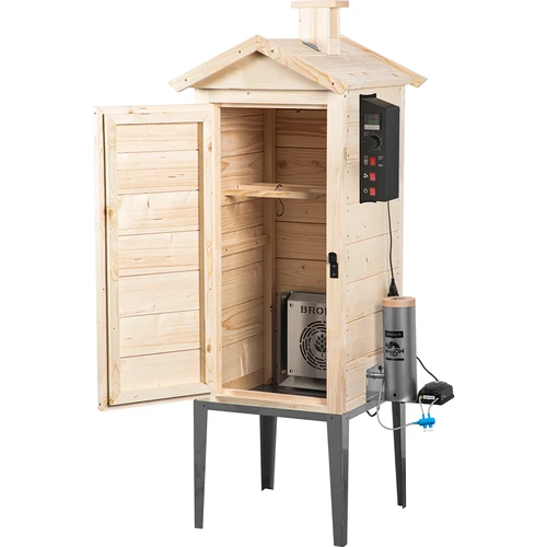 Wooden smoker 200 L -  dragON Wood 100 E with Electric Heating Module and Digital Contro - 2 ['smoking', ' easy smokers', ' electric smoker', ' smoker with control panel', ' benefits of smoking with a controller', ' wooden smoker', ' garden smoker', ' best smoker', ' smoker with controller', ' how to smoke', ' which smoker to buy', ' homemade cold cuts', ' 200 L smoker', ' tall smoker', ' spacious smoker', ' smoker with smoke generator', ' smoking with smoke', ' smoke generator for smoking', ' smoking chips', ' smoking innovations', ' professional smoking', ' easy smoking', ' how to use an electric smoker']