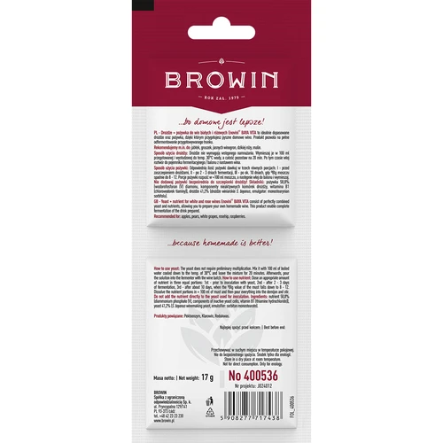 Yeast + nutrient for white and rose wine Enovini® BAYA VITA, 17 g - 2 ['bayanus yeast', ' yeast and wine medium', ' white and rosé wines', ' wine set']