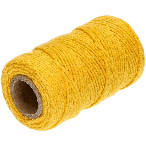 Yellow cotton twine 100 g - 2 ['twine of cotton', ' cotton twine', ' twine for delicate plants', ' natural twine', ' eco-friendly twine', ' macramé twine', ' twine for binding', ' craft twine', ' drawstring', ' yellow twine']