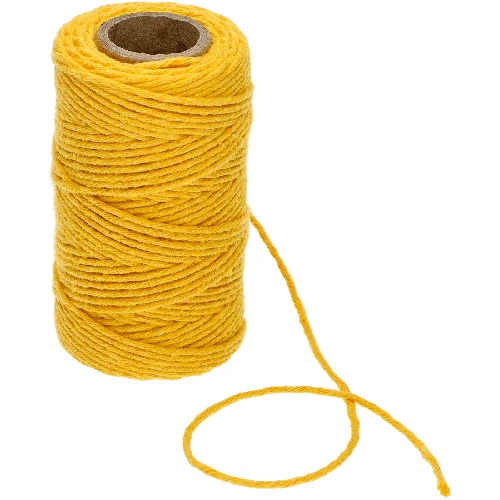 Yellow cotton twine 100 g - 3 ['twine of cotton', ' cotton twine', ' twine for delicate plants', ' natural twine', ' eco-friendly twine', ' macramé twine', ' twine for binding', ' craft twine', ' drawstring', ' yellow twine']